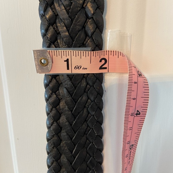 Belt- Braided Leather Black Belt - Picture 5 of 7